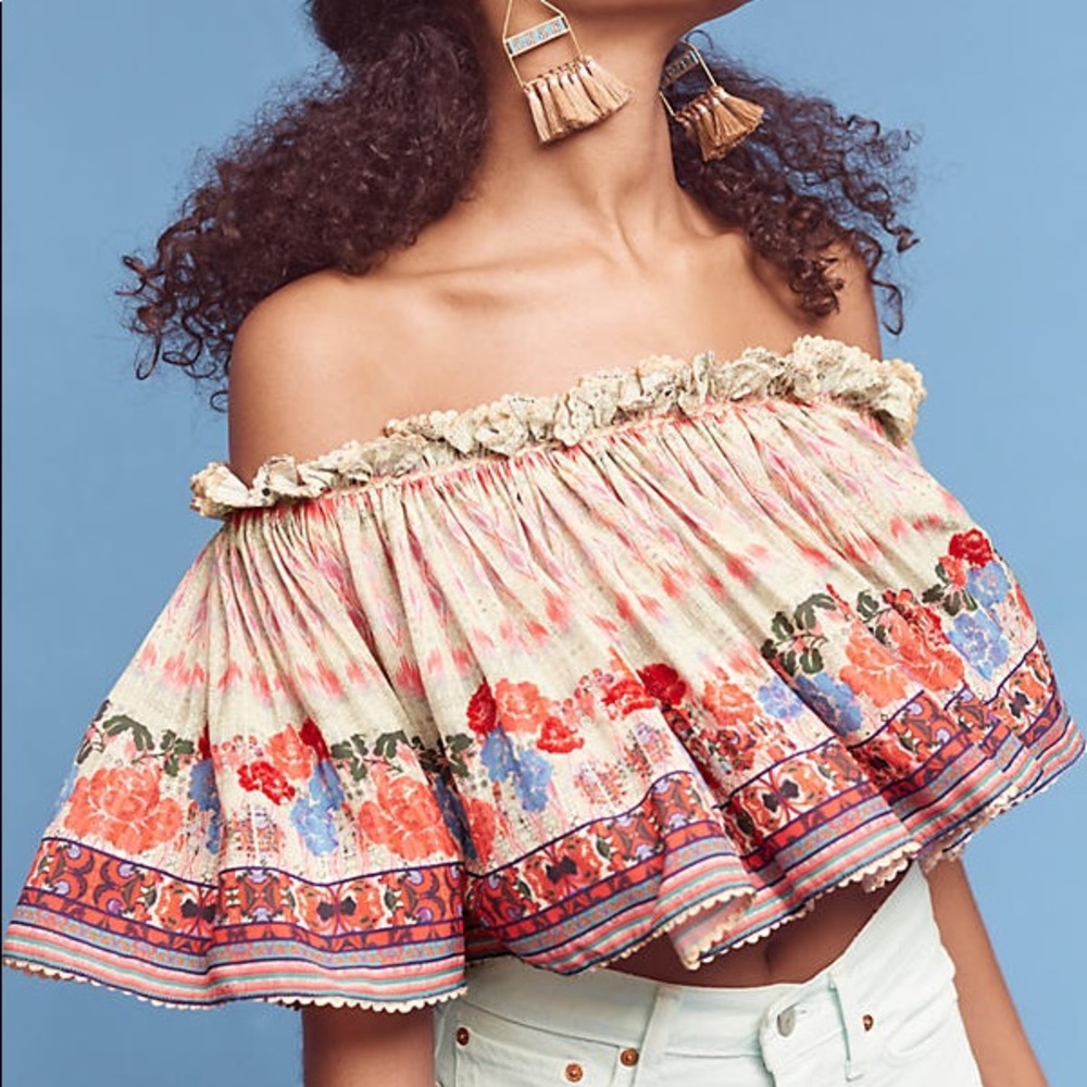 Anthropologie cropped villa top size S